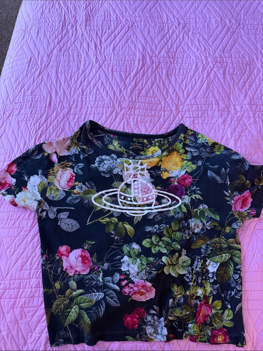 Vivienne Westwood Floral Crop Top with White Orb Logo
